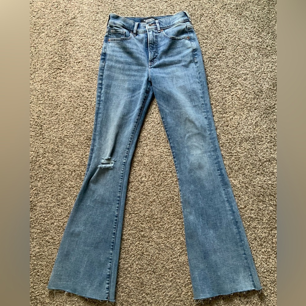 Express Slim Flare High Rise jeans, size 2R